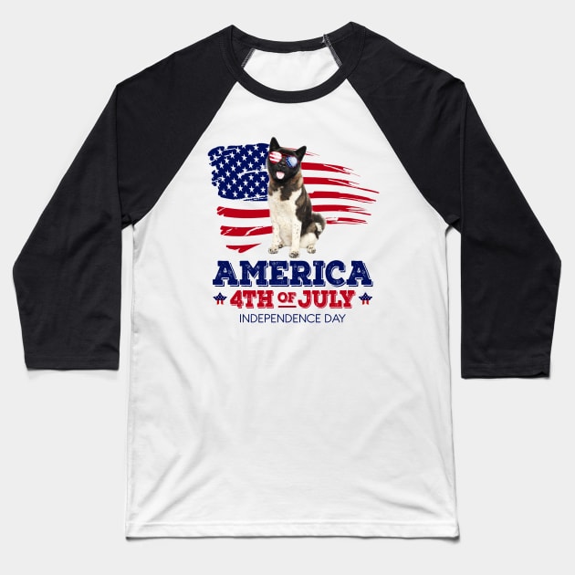 American Akita Flag USA - America 4th Of July Independence Day Baseball T-Shirt by bunnierosoff21835